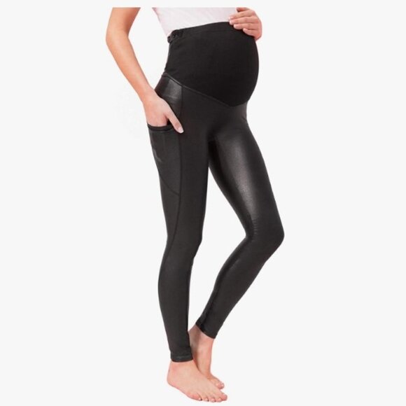 Maternity Leggings Over The Belly Pregnancy Pants with Pockets - Picture 1 of 11